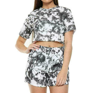 Haut court et short pour femmes, décontracté, vêtements d'été, en pur coton, fabriqué, offre spéciale, ensemble de yoga simple - Product Image 1