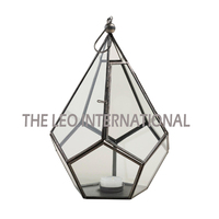 Lanterne à bougie en métal en fer noir éclairage décoratif extérieur intérieur élégant pour pot à bougie unique en béton de qualité artisanale