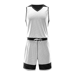 Ensemble de maillots de basket-ball pour hommes, blanc et noir, col en V, sans manches, évacuation de l'humidité, impression sublimée, coupe classique, adulte, toutes saisons - Product Image 1