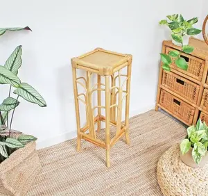 Подставка для растений из ротанга | 1970s Бамбуковый стол для растений