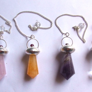 Get Online Mix Gemstone with Garnet Pointed Pendulums : Mix Gemstone with Garnet Pointed Pendulums for Sale - Product Image 1