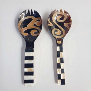 Axiom Home Accents Juego de cubiertos de cuerno de buey de madera hechos a mano Cucharas de cuerno cortas para vajilla de cocina Uso de alimentos Flateware - Product Image 3