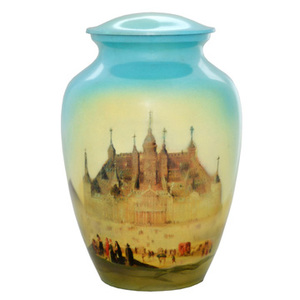 Brass Holy Image Enameled Urn - CRU-1044 - Product Image 1