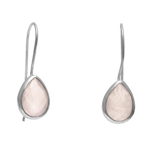 Casa de Plata fait à la main en argent sterling massif bijoux de mode fins véritable Quartz Rose pierres précieuses crochet boucles d'oreilles or oreille mariages - Product Image 1