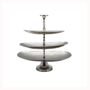 Vaisselle de finition argentée célébration d'anniversaire support de gâteau à 3 niveaux utilisation multifonctionnelle supports de gâteau gâteau perlé décoratif - Product Image 1
