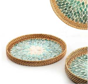 ที่ถูกที่สุดราคาแฮนด์เมดการออกแบบใหม่หวายถาดกับแม่ของตกแต่งบ้านมุก - Product Image 5