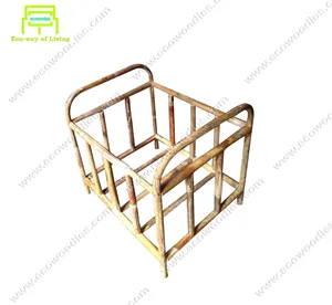 Rustic Look Vintage Newborn Handcrafted Baby Bamboo Bed Portable Wooden Travel Baby Crib Cradle Bassinet Bed Baby Cot