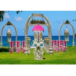 Mandap للحفلات الزفاف الهندية في الهواء الطلق, زفاف هندي رائج ، مزخرفة ، الفيل ، Mandap في الهواء الطلق ، الزفاف على الشاطئ