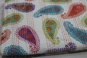 <b>Throw</b> Handmade Kantha King Size Reversible Bedding Bedspread Decorative Blanket Indian Patchwork Quilt - Product Image 3