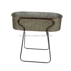 Macetas y jardineras de Metal, hierro martillado, con soporte, acabado plateado - Product Image 4