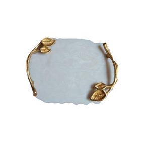 <b>Gold</b> Handle Resin Indian Handcraft Serving <b>Tray</b> or Food <b>Tray</b> Coffee Dining Party Custom Outdoor Wedding Multi Purpose <b>Tray</b> - Product Image 1