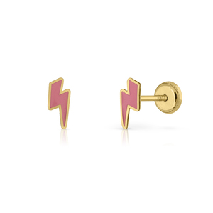Pendientes de moda de oro sólido 9K (disponibles 10k-14k-18k) para mujeres y niños, aretes con Clip para la oreja, tornillo trasero hecho en España - Product Image 1