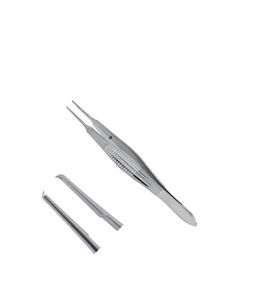 Instrumentos médicos oftalmológicos Castroviejo, pinzas de sutura con mango dentado ancho de acero inoxidable, certificado CE ISO - Product Image 1