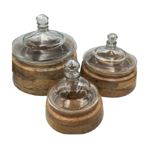 <b>Set</b> <b>Of</b> 3 Wooden <b>Mixing</b> <b>Bowls</b> With Glass Lid Round Shape Different Sizes Food <b>Mixing</b> <b>Bowl</b> For Best Selling - Product Image 3
