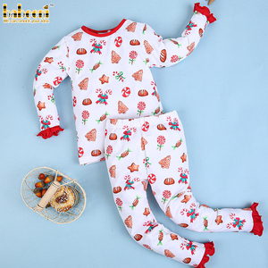 BB2371 Vêtements de détente décontractés de Noël pour filles 100% coton Vêtements pour enfants - Product Image 1