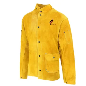 가죽 재킷 용접 의류 회색 암소 쪼개지는 우수한 남자 안전 의류 작업복 일