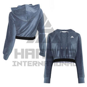 Crop Top Hoodies Crop Hoodie Custom Logo Printing Cotton Short Hoodie Sudaderas Mujeres Crop Top con diseño de logotipo personalizado - Product Image 1