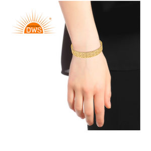 Brazalete de Plata de Ley 925 de Diseño Simple, Hecho a Mano, para Mujer, Chapado en Oro de 18k, Joyería de Regalo - Product Image 4