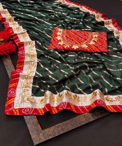 Auto conçu fête porter Designer soie brodé Saree avec chemisier pièce douce soie dentelle bordure Sari vêtements de mariage femmes dernier ApparelGarment - Product Image 2