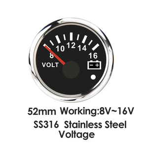 Medidor de voltios de alta calidad de 2-1/16 \ "52mm para marinos y automotrices 8 ~ 16 voltios cara negra impermeable para medidor automático - Product Image 6