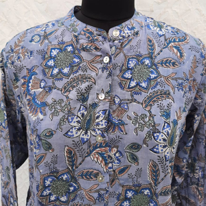 ชุดเดรสผ้าฝ้ายพิมพ์ลายบล็อกคุณภาพสูง ดีไซน์เสื้อเชิ้ตติดกระดุม ทรงเอไลน์ เหมาะสำหรับงานเลี้ยงค็อกเทล - Product Image 1