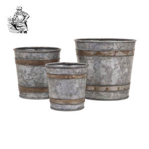 Macetas de metal galvanizado hechas a mano para decoración del hogar y el Jardín-Tamaño y color personalizables Boughpot de suelo de alta calidad - Product Image 1