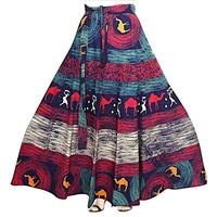 Falda de Algodón Estampada Floral India, Falda Cruzada de Algodón, Falda Cruzada Estampada para Fiesta, Danza del Vientre, Moda Boho Hippie