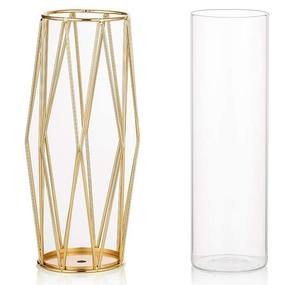 Luxury Design <b>Glass</b> Flower <b>Vase</b> for Home Party and Wedding Flower <b>Vases</b> Decorative <b>Clear</b> Color <b>Glass</b> Plant <b>Vase</b> with Metal Stand - Product Image 3