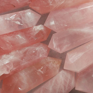 Pointe de quartz rose à double terminaison, pierre précieuse naturelle, cristal Golden Healer, pierre brute, fournisseur en gros, article cadeau - Product Image 6