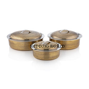 Calentador de Comida de Metal con Acabado Dorado Martillado, Cacerola Hecha a Mano de Primera Calidad, Cacerola de Metal Nueva, Clásica y Elegante - Product Image 5