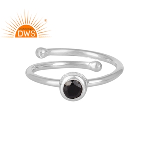 Bague noire en argent Sterling véritable, bijou d'émail, vente en gros, accessoire de créateur - Product Image 1