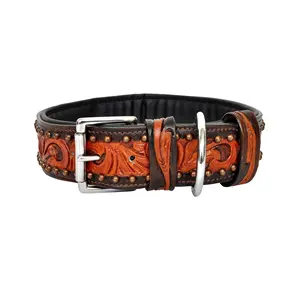 Premium Leather Dog Pet Collar Padded Suppliers