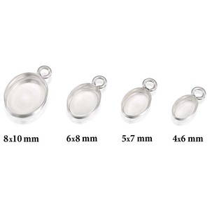 Breloque de tasse à lunette ovale en argent Sterling, 7x9mm, vente en gros, pièces vierges, montage de bijoux pendentif simple - Product Image 6