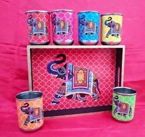 Vente chaude Belle Décoratif Émail En Bois Plateau De Service Coloré Rectangle Autocollant - Product Image 2