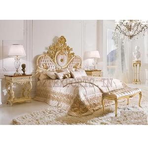 Meubles de chambre à coucher de luxe sculptés à la main, lit de style classique avec chevets, style français, lit de taille Queen - Product Image 1