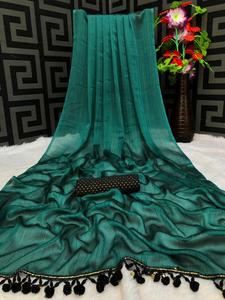 Nueva ropa informal atractiva y de tendencia, Sari estampado de seda con pieza de blusa, ropa de mujer india a bajo precio, Surat al por mayor. Prenda - Product Image 2