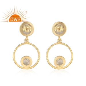 Boucles d'oreilles pendantes en argent sterling plaqué or de haute qualité 2026 avec pierres précieuses naturelles arc-en-ciel pour femmes - Fabricant de bijoux - Product Image 3