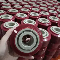 عجلات من البلاستيك المطاط المخصص المتين/TPR/نايلون rueda de, عجلات من البلاستيك الأحمر مقاس 2 و 3 و 4 بوصات