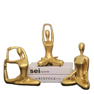 Ensemble de figurines de yoga en résine dorée, artisanat décoratif de table créative, pour fête à domicile, ornements - Product Image 1