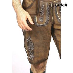 Traje Tradicional Alemán Auténtico para Oktoberfest, Pantalones Cortos Bávaros de Cuero Genuino Bordado Vintage Unisex - Product Image 4