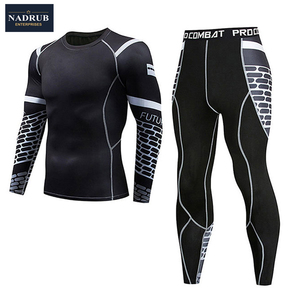 Camisetas de Manga Larga y Pantalones Deportivos de Poliéster/Nylon de Secado Rápido, Sin Costuras, para Hombre - Product Image 4