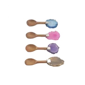 Juego de cubertería de cuchara de madera con mango de ágatas para el hogar, Hotel, cocina, restaurante, juegos de Cubiertos de la mejor calidad - Product Image 1