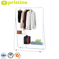 Porte-manteau moderne en métal avec 2 étagères, meuble de rangement autoportant pour salon et chambre à coucher