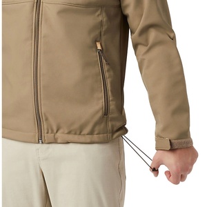 Men's Tan <b>Fleece</b> <b>Jacket</b> <b>With</b> Camouflage <b>Lining</b> Stand Collar Zipper Closure Casual Windproof Autumn Outerwear Regular Fit - Product Image 3