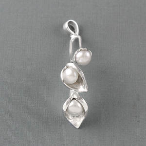 925 argent Sterling fait à la main double perle blanche pendentif collier cadeau d'anniversaire pour les femmes fabricant de bijoux en vrac fin - Product Image 2