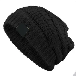 סיטונאי בנות/בני גברים כפת כובע שחור צבע צמרי צמר סוודר לסרוג כובע כפה