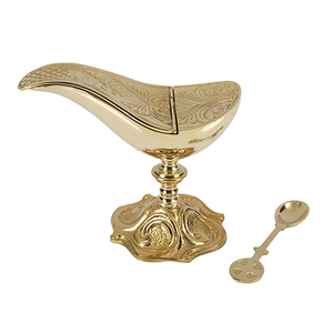 Cuchara de latón con Cruz grabada, suministros de Iglesia, Brassworld, suministros funerarios de la India - Product Image 2