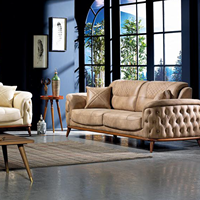 Ensemble de canapés Chesterfield élégants et modernes en tissu, sans taxes, avec cadre en bois massif capitonné, pour salon, appartement, école, entrepôt