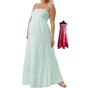 Maternity Long <b>Dress</b> in Pure Cotton With Option of Organic Cotton or Eco-friendly Bamboo Fabric - Product Image 1
