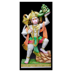 Estatua de Hanuman de pie, hermoso mármol blanco, colorido - Product Image 1
